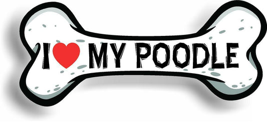 I Love My Poodle Car Magnet Bumper Sticker 3"x7"
