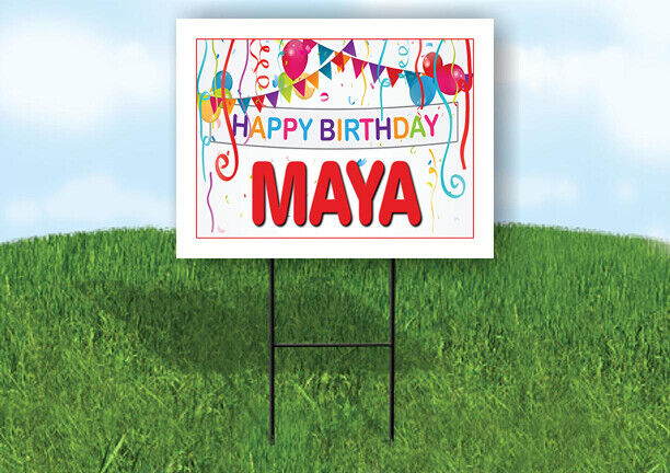 MAYA HAPPY BIRTHDAY BALLOONS 18 in x 24 in Yard Sign Road Sign with Stand