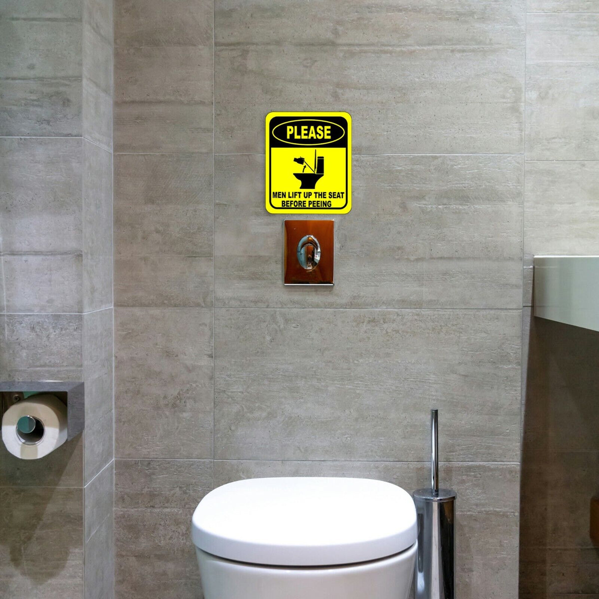 PLEASE MEN LIFT UP THE SEAT BEFORE PEEING Metal Aluminum Composite bathroom Sign