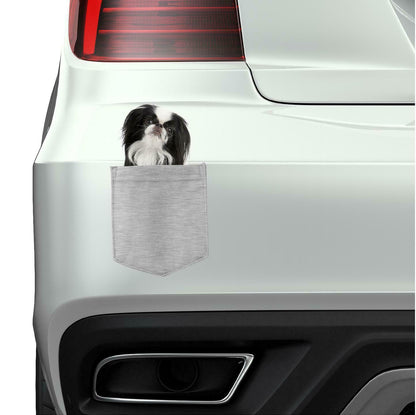 Japansese Chin Dog in pocket Fridge Car Magnet Bumper Sticker App size 4"x7"