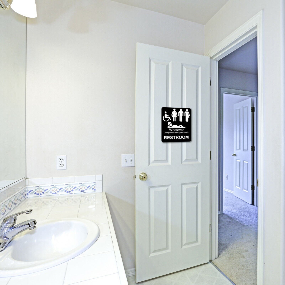 funny bathroom sign 8 1/2 X 10 RESTROOM SIGN Aluminum NEW An alien men women
