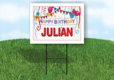 JULIAN HAPPY BIRTHDAY BALLOONS 18 in x 24 in Yard Sign Road Sign with Stand