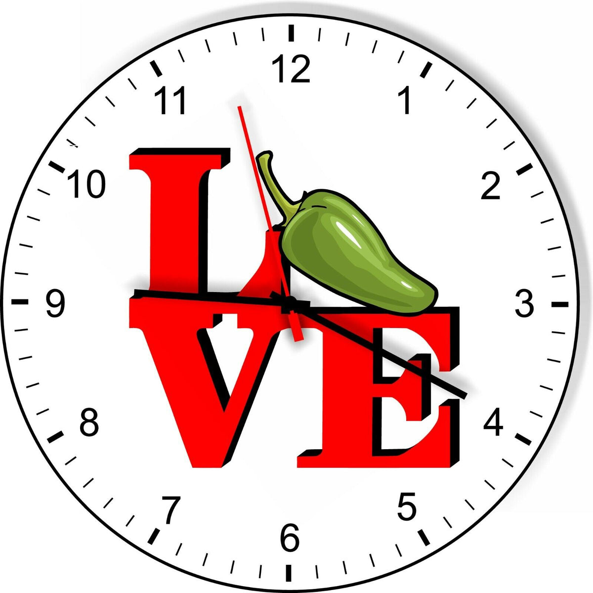 I Love Jalapenos Love Park Funny Kitchen Living room Wall Clock