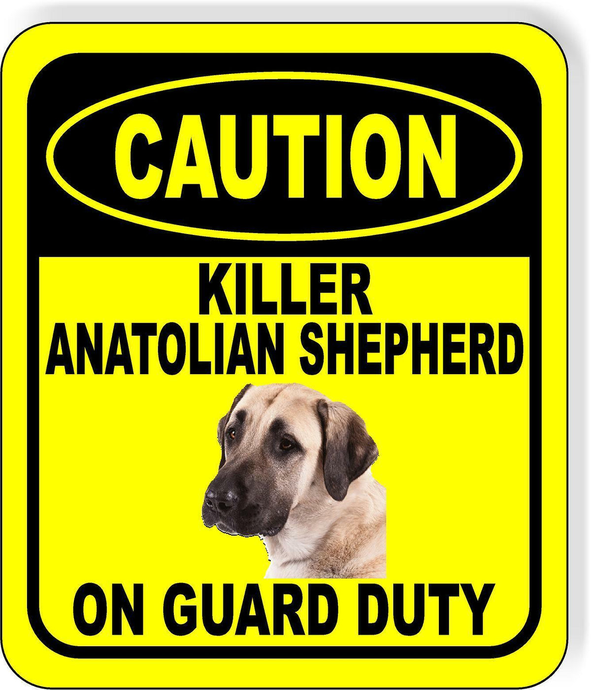 CAUTION KILLER ANATOLIAN SHEPHERD ON GUARD DUTY Metal Aluminum Composite Sign