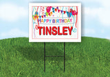 TINSLEY HAPPY BIRTHDAY BALLOONS 18 in x 24 in Yard Sign Road Sign with Stand
