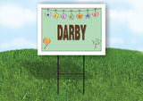 DARBY WELCOME BABY GREEN  18 in x 24 in Yard Sign Road Sign with Stand
