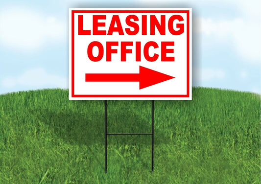 LEASING OFFICE RIGHT arrow red Yard Sign Road with Stand LAWN SIGN Single sided