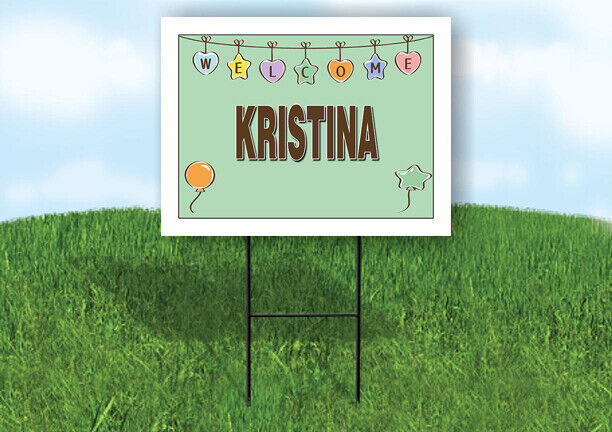KRISTINA WELCOME BABY GREEN  18 in x 24 in Yard Sign Road Sign with Stand