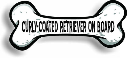 Dog on Board Curly-Coated Retriever Bone Car Magnet Bumper Sticker 3"x7"