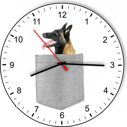 Belgian Sheepdog In Your Pocket Puppy Dog kitchen living room Wall Clock