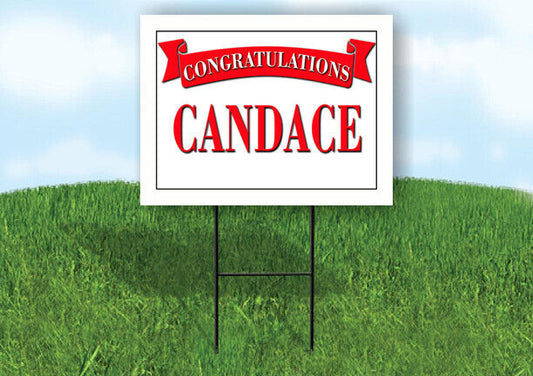 CAMILA CONGRATULATIONS RED BANNER 18in x 24in Yard sign with Stand