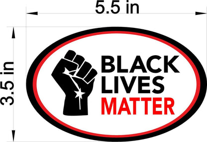 Black Lives Matter fist symbol power Magnetic Bumper Sticker oval 5.5"x3.5"