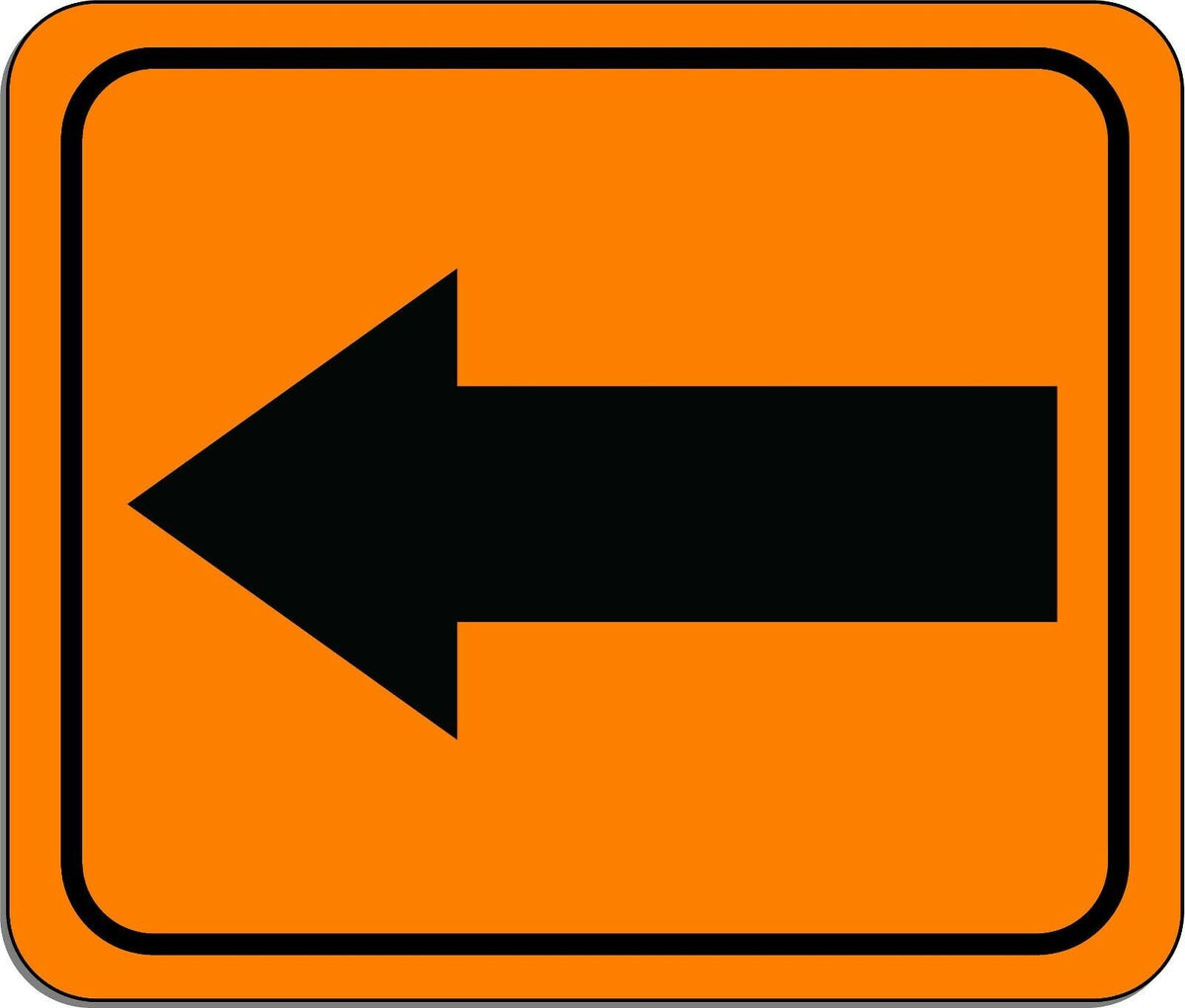 Left Arrow Safety Orange metal outdoor sign long-lasting construction