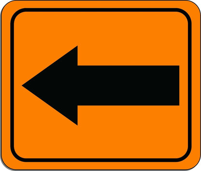 Left Arrow Safety Orange metal outdoor sign long-lasting construction