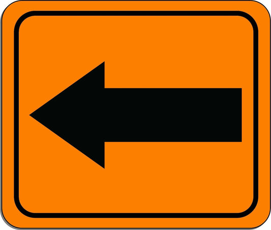 Left Arrow Safety Orange metal outdoor sign long-lasting construction