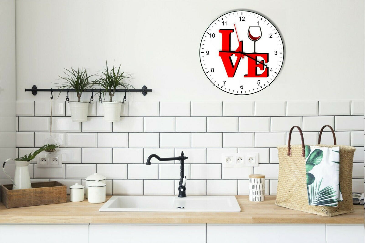 I Love Wine Love Park Funny Kitchen Living room Wall Clock
