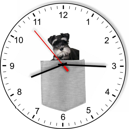 Miniature Schnauzer In Your Pocket Dog kitchen living room Wall Clock
