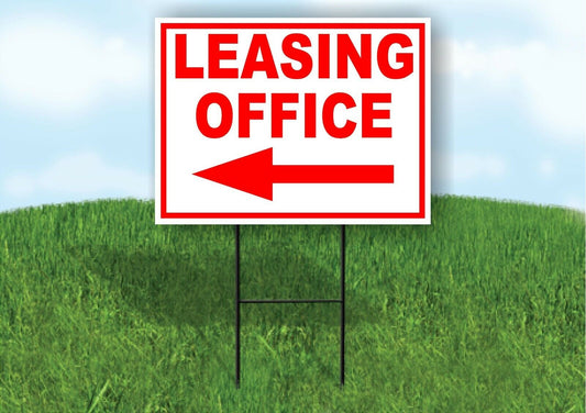 LEASING OFFICE LEFT arrow red Yard Sign Road with Stand LAWN SIGN Single sided