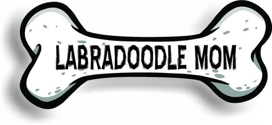 Dog Mom Labradoodle Bone Car Magnet Bumper Sticker 3"x7"