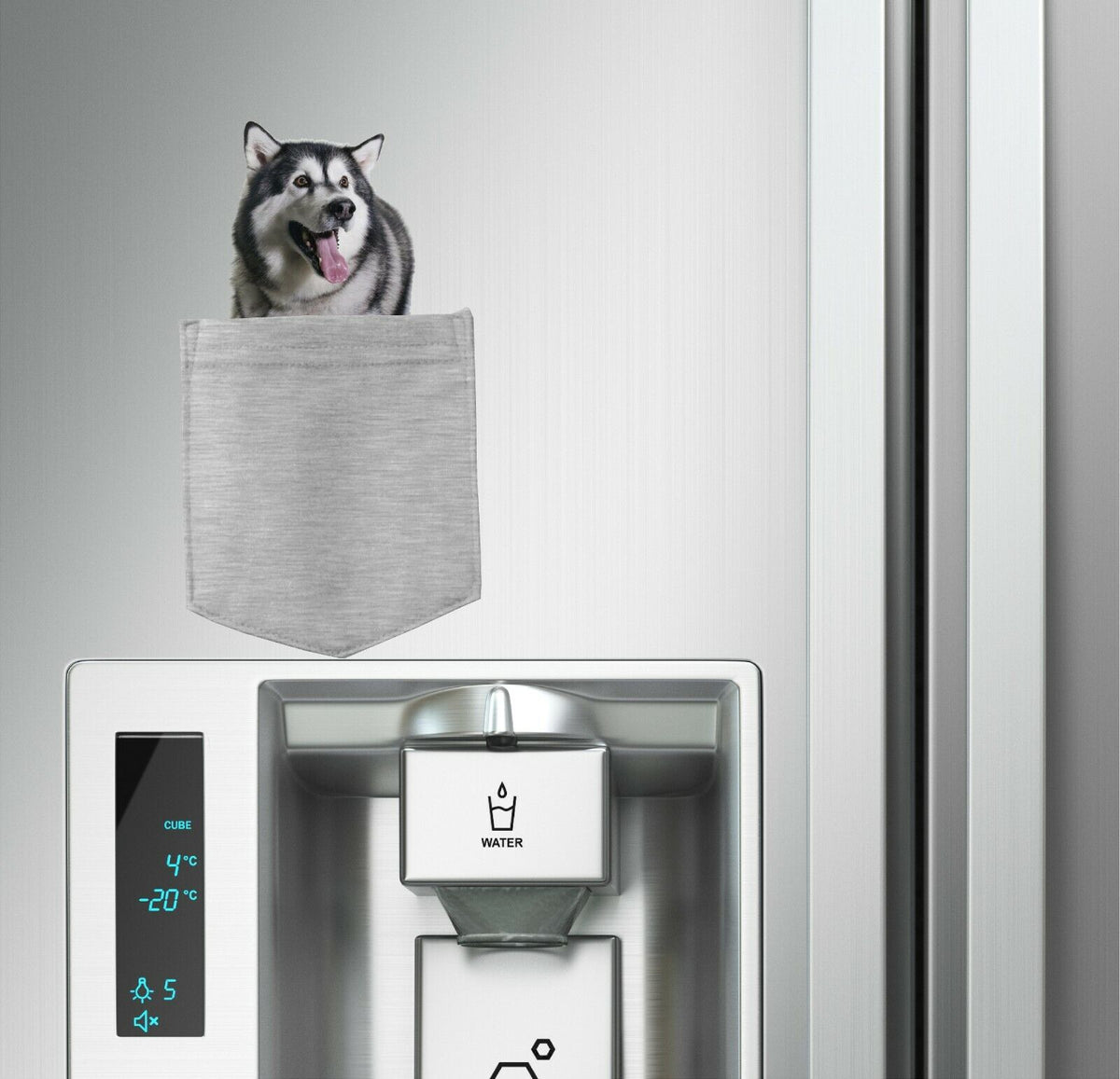Alaskan Malamute Dog in pocket Fridge Car Magnet Bumper Sticker App size 4"x7"