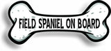 Dog on Board Field Spaniel Bone Car Magnet Bumper Sticker 3"x7"