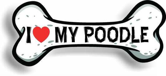 I Love My Poodle Car Magnet Bumper Sticker 3"x7"