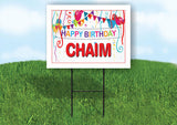 CHAIM HAPPY BIRTHDAY BALLOONS 18 in x 24 in Yard Sign Road Sign with Stand