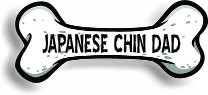 Dog Dad Japanese Chin Bone Car Magnet Bumper Sticker 3"x7"