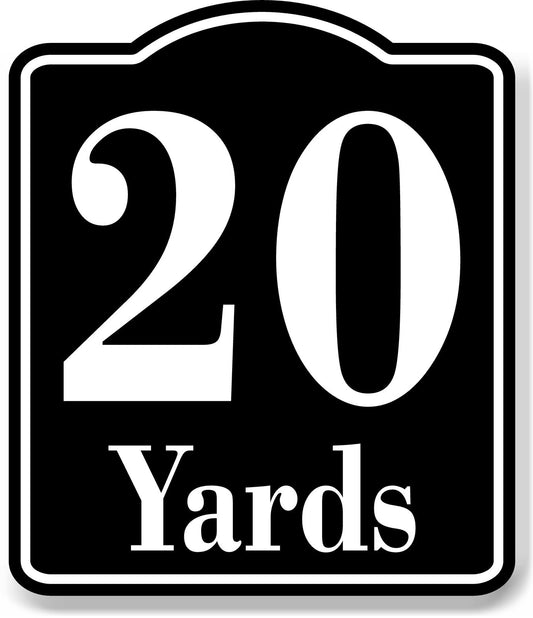 20 Yards Distance Marker Running Race 5k Marathon BLACK Aluminum Composite Sign