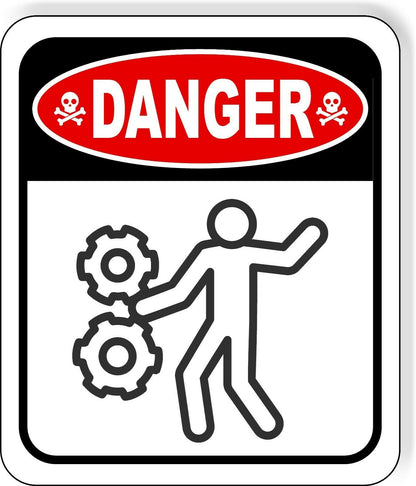 DANGER MOVING PARTS MACHINE IN USE HAZARD Metal Aluminum composite sign