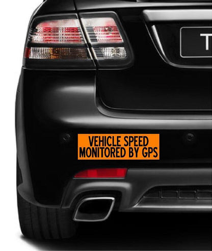 SET 3 Vehicle Speed Monitored by GPS Car MAGNET Magnetic Bumper Sticker orange