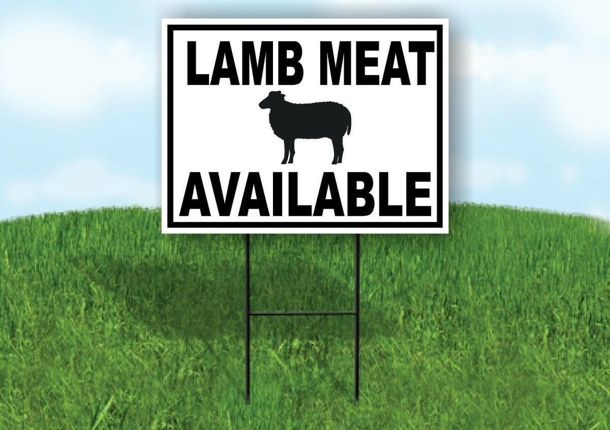 LAMB MEAT AVAILABLE BLACK BORDER Yard Sign Road with Stand LAWN SIGN