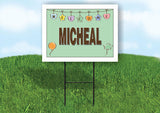 MICHEAL WELCOME BABY GREEN  18 in x 24 in Yard Sign Road Sign with Stand