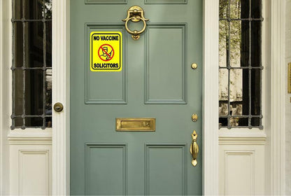 NO VACCINE SOLICITORS YELLOW DOOR MAGNET 8X10