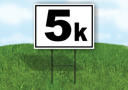 KILOMETER 5 K DISTANCE MARKER  RUNNING RACE BLACK Yard Sign with Stand LAWN SIGN