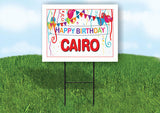 CAIRO HAPPY BIRTHDAY BALLOONS 18 in x 24 in Yard Sign Road Sign with Stand