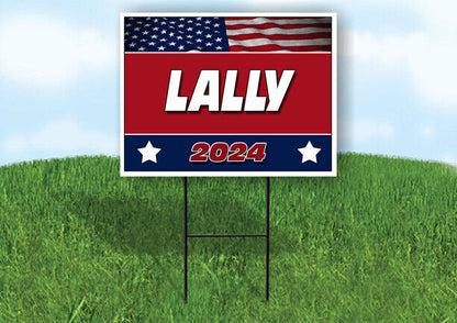 LALLY FLAG RED 2024 18inx24in Yard Road Sign w/ Stand