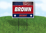 BROWN FLAG RED 2024 18inx24in Yard Road Sign w/ Stand