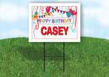 CASEY HAPPY BIRTHDAY BALLOONS 18 in x 24 in Yard Sign Road Sign with Stand