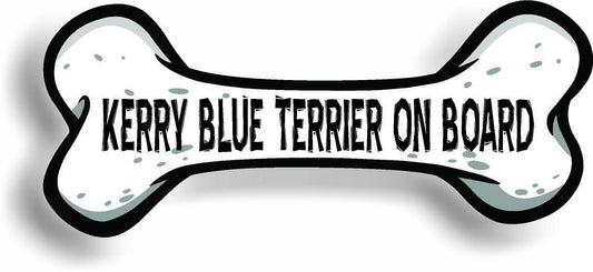 Dog on Board Kerry Blue Terrier Bone Car Magnet Bumper Sticker 3"x7"