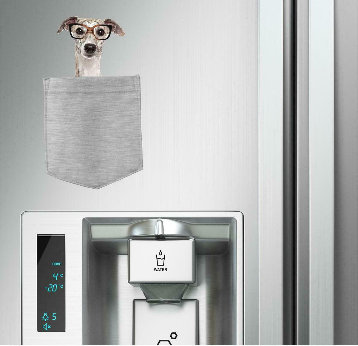 Greyhound with Glasses pocket Fridge Car Magnet Bumper Sticker App size 4"x7"