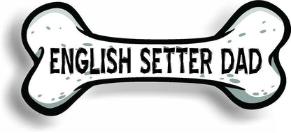 Dog Dad English Setter Bone Car Magnet Bumper Sticker 3"x7"