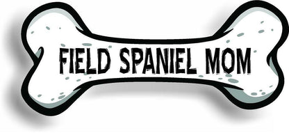 Dog Mom Field Spaniel Bone Car Magnet Bumper Sticker 3"x7"