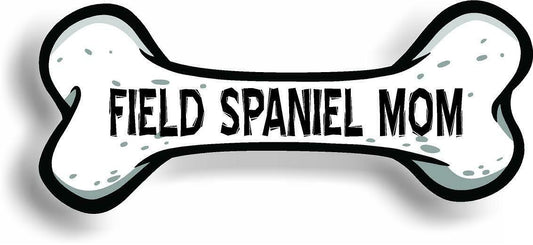 Dog Mom Field Spaniel Bone Car Magnet Bumper Sticker 3"x7"