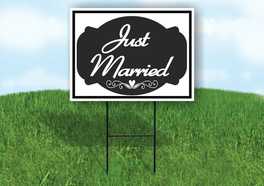 just married tag Yard Sign with Stand LAWN SIGN