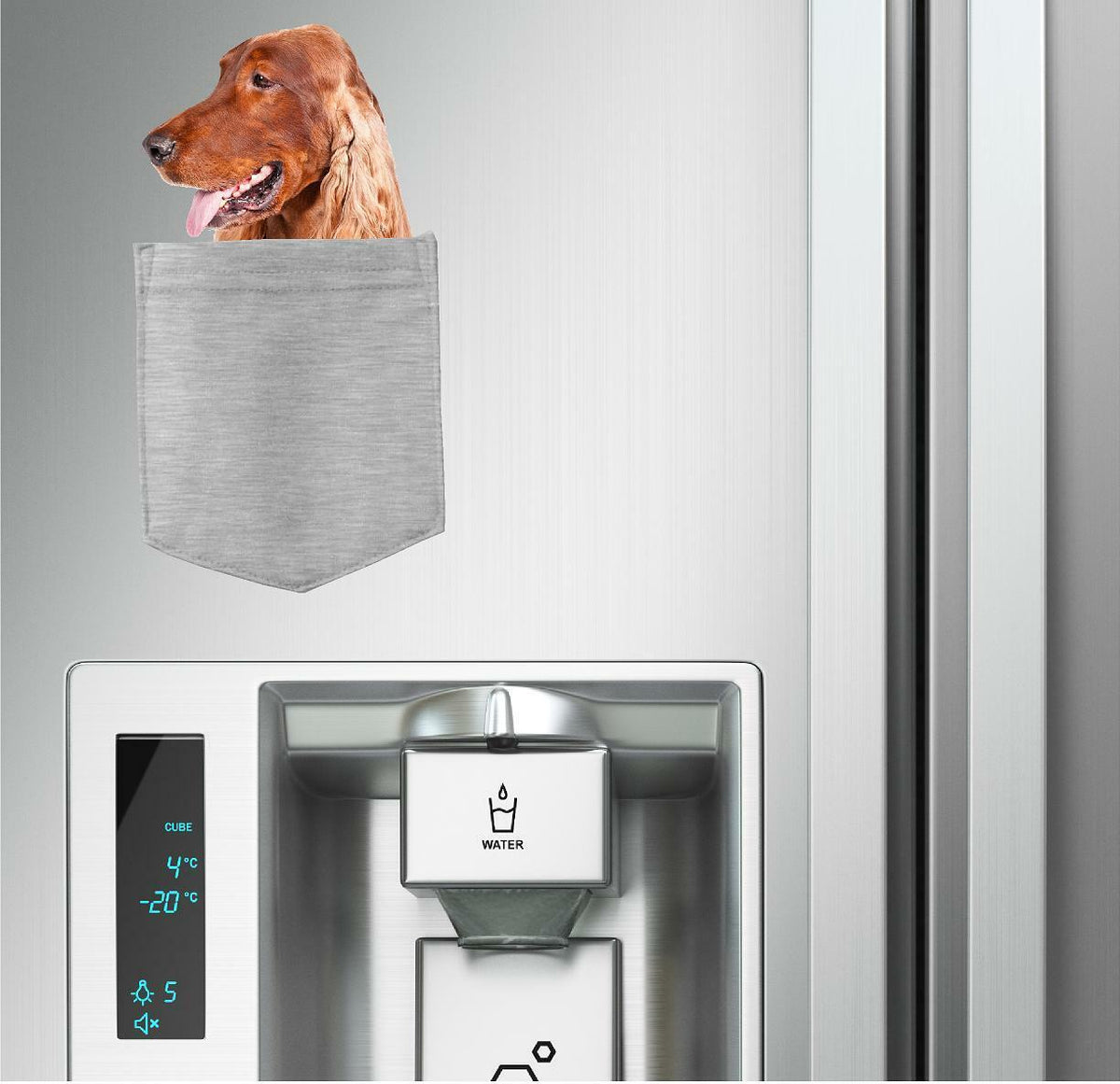 Irish Setter Dog in pocket Fridge Car Magnet Bumper Sticker App size 4"x7"