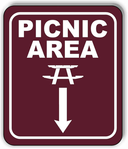 PICNIC AREA DIRECTIONAL DOWN ARROW CAMPING Aluminum composite sign