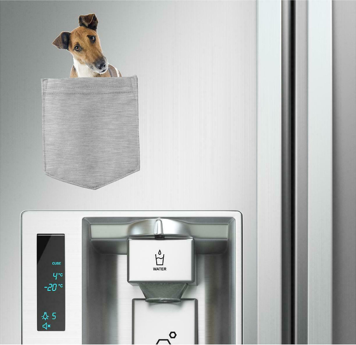 Fox Terrier Dog in pocket Fridge Car Magnet Bumper Sticker App size 4"x7"