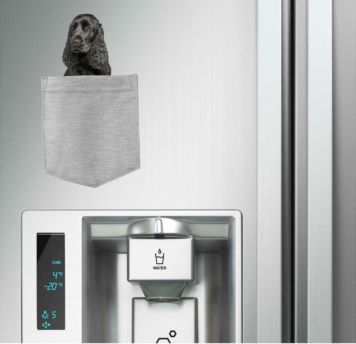 English Cocker Spaniel in pocket Fridge Car Magnet Bumper Sticker App size 4"x7"