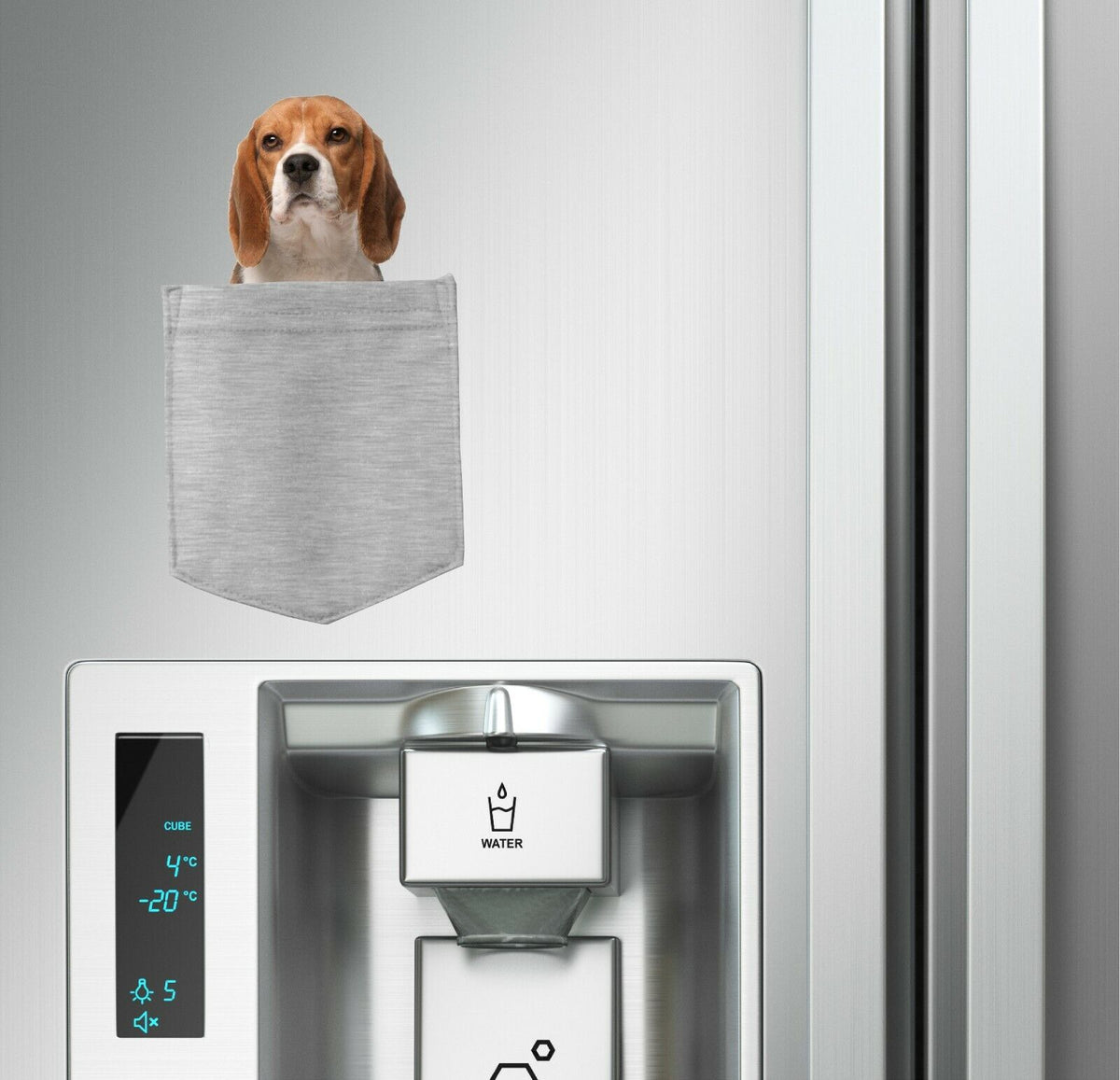 Beagle Dog in pocket Fridge Car Magnet Bumper Sticker App size 4"x7"